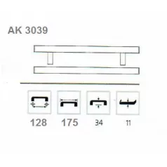 Bútorfogantyú 128mm Viera Alumin. Ak3039 Alu.