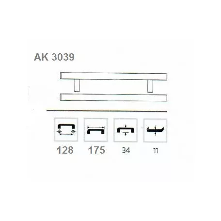 Bútorfogantyú 128mm Viera Alumin. Ak3039 Alu.