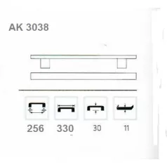 Bútorfogantyú 256mm Iveta Alu.Szat.-Nikk Ak3038