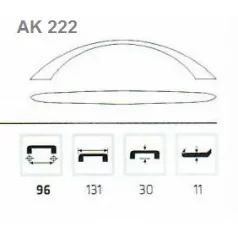 Bútorfogantyú 96mm Fehér Ak 222 White