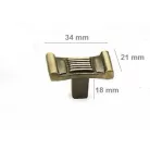Bútorgomb Szögl.34*21mm Leóna Antik Réz Ak4046