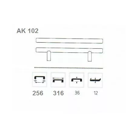 Bútorfogantyú 256mm Viera Rozsdamentes Ak102
