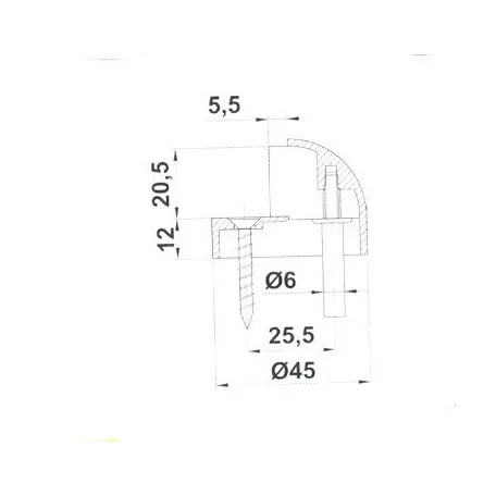 Ajtóütköző Félgömb Q45 Szat.Nikk.D3704Sn Wl-155, 34-7Sn