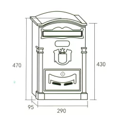 Postaláda Öntött Xl Bronz Cimeres Arthur 29*47 Pb-301Al