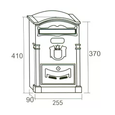 Postaláda Öntött Zöld Címeres Arthur 26*8*40 cm