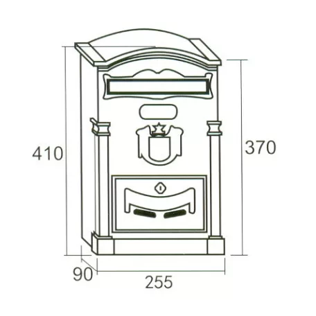 Postaláda Öntött Bronz Címeres Arthur 26*8*40 cm