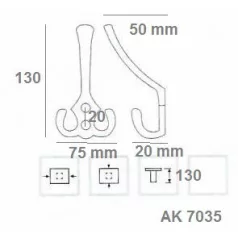 Fogas Formás Kalaptartós Fehér Ak7035 Wh, 34-3