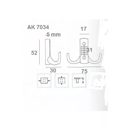 Fogas Kicsi 2-Ágú Modern Króm 289679 Ak7034 Cp, 34-2 K.