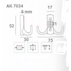 Fogas Kicsi 2Á.Modern Matt Króm 289680 Ak7034 Sn, 34-2
