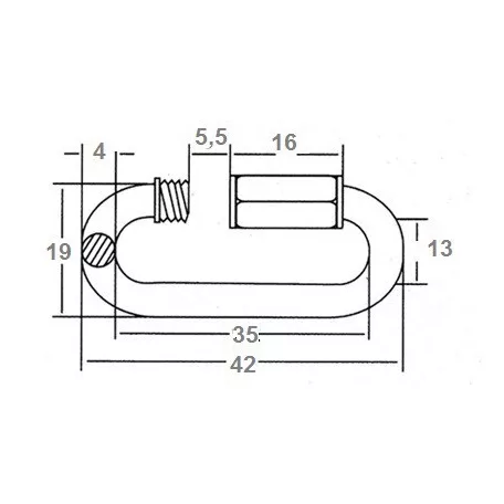 Karabiner Csavaros M4*40mm Lánctoldó L440 Horg.