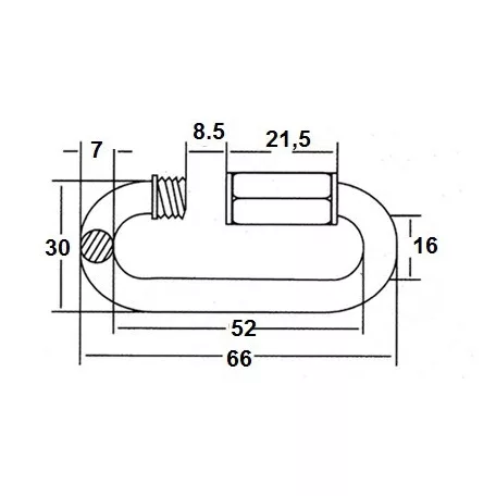 Karabiner Csavaros M7*70mm Lánctoldó L766 Horg.