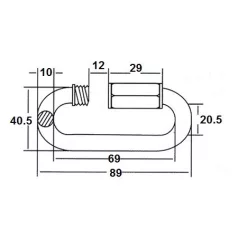 Karabiner Csavaros M10*90mm Lánctoldó L1089 Horg.