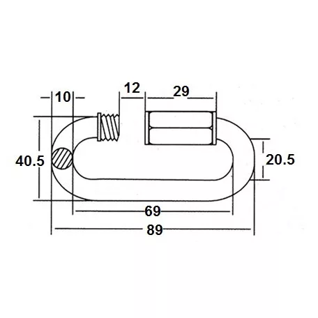 Karabiner Csavaros M10*90mm Lánctoldó L1089 Horg.
