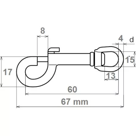 Karabiner Díszes Rugós 65 mm Acél East G.
