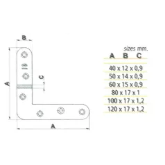 Ablakszegletvas 40 Sárga 40*12*0,9mm