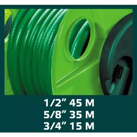 VERTO Tömlődob Tömlőm: 1/2"45M,5/8"35M,3/4"15M