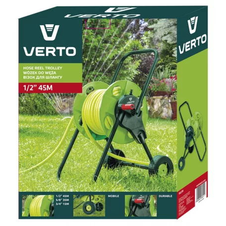 VERTO Tömlőkocsi Tömlőm:1/2"45M,5/8"35M,3/4"15