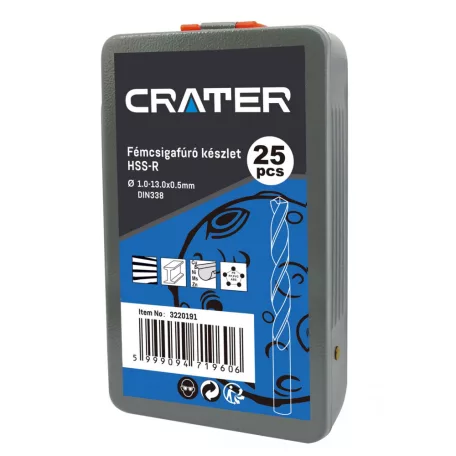 CRATER Fémcsigafúró Klt. 1-13mm 25R. Hss D338 Fém D.