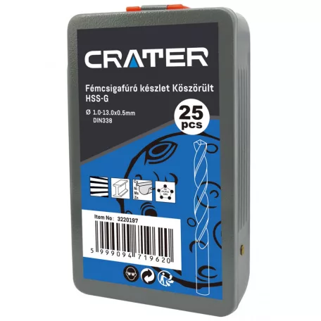 CRATER Fémcsigafúró Klt. 1-13mm 25R. Hss-G D338 Köszörült