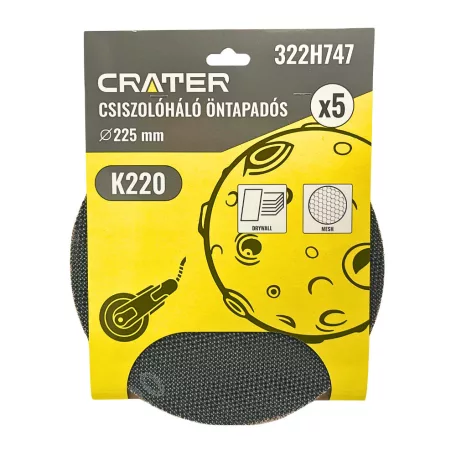 CRATER Csiszolóháló Öntapadós Q225 mm K220 5 db