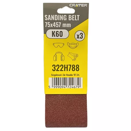 CRATER Csiszolószalag Végtelen 75*457 mm K60 3 db/Csom