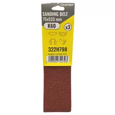 CRATER Csiszolószalag Végtelen 75*533 mm K60 3 db/Csom