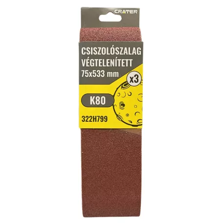 CRATER Csiszolószalag Végtelen 75*533 mm K80 3 db/Csom