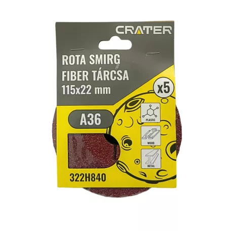 CRATER Fiber Tárcsa 115*22 mm A36 /Rota Smirg/ 5 db/Csom 