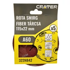 CRATER Fiber Tárcsa 115*22 mm A60 /Rota Smirg/ 5 db/Csom 