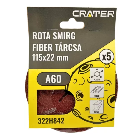 CRATER Fiber Tárcsa 115*22 mm A60 /Rota Smirg/ 5 db/Csom 