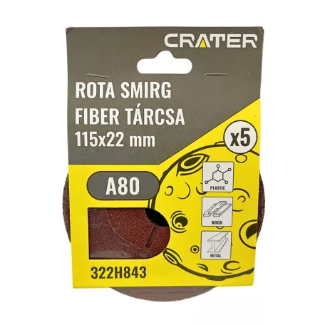 CRATER Fiber Tárcsa 115*22 mm A80 /Rota Smirg/ 5 db/Csom 