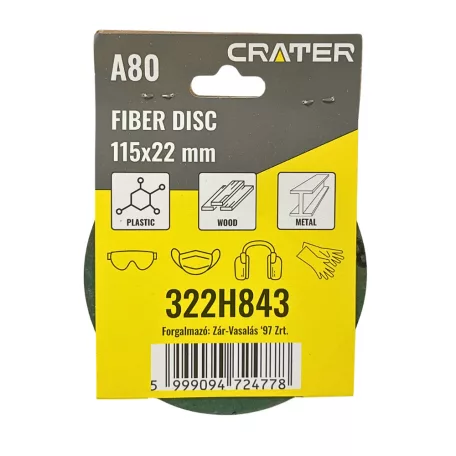 CRATER Fiber Tárcsa 115*22 mm A80 /Rota Smirg/ 5 db/Csom 