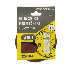 CRATER Fiber Tárcsa 115*22 mm A100 /Rota Smirg/ 5 db/Csom 