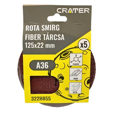 CRATER Fiber Tárcsa 125*22 mm A36 /Rota Smirg/ 5 db/Csom