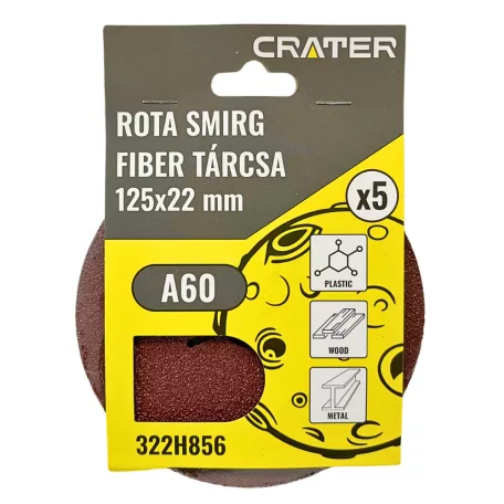 CRATER Fiber Tárcsa 125*22 mm A60 /Rota Smirg/ 5 db/Csom