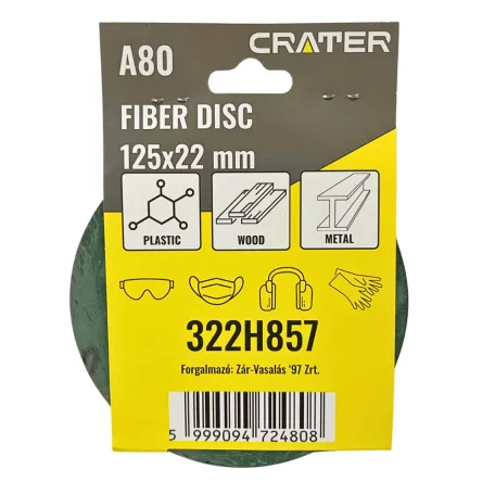 CRATER Fiber Tárcsa 125*22 mm A80 /Rota Smirg/ 5 db/Csom