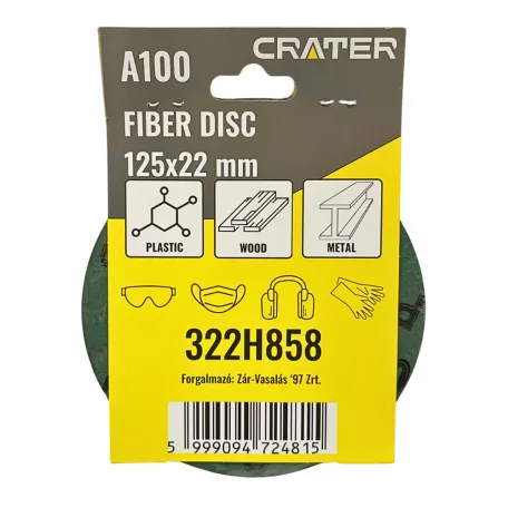CRATER Fiber Tárcsa 125*22 mm A100 /Rota Smirg/ 5 db/Csom 