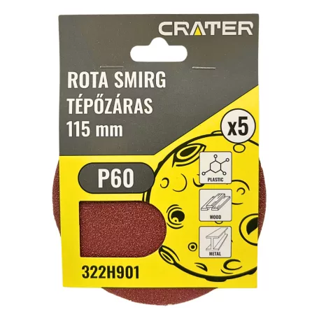 CRATER Rota Smirg Tépőzáras 115 mm P60 5 db/Cs. 