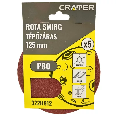 CRATER Rota Smirg Tépőzáras 125 mm P80 5 db/Cs. 