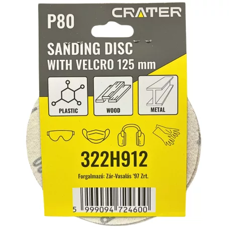 CRATER Rota Smirg Tépőzáras 125 mm P80 5 db/Cs. 