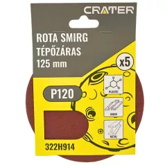 CRATER Rota Smirg Tépőzáras 125 mm P120 5 db/Cs. 