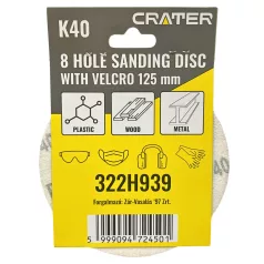 CRATER Csiszolókorong Tépő. 8Lyuk.125 mm K40 5 db 