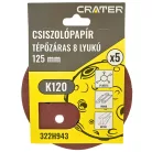 CRATER Csiszolókorong Tépő. 8Lyuk125 mm K120 5 db 