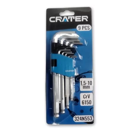 CRATER Imbuszkulcs Klt.1,5-10 mm 9R.Gömbv.Hosszú