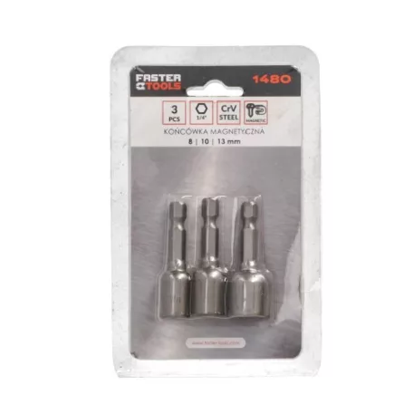 FASTER TOOLS Bitszár Klt Mágneses 8-10-13 mm 1/4" 45 mm 1480