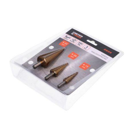 LÉPCSŐS FÚRÓ KLT. 3RÉSZ. 4-32 MM-IG TITÁN BEV. 2533 FASTER TOOLS
