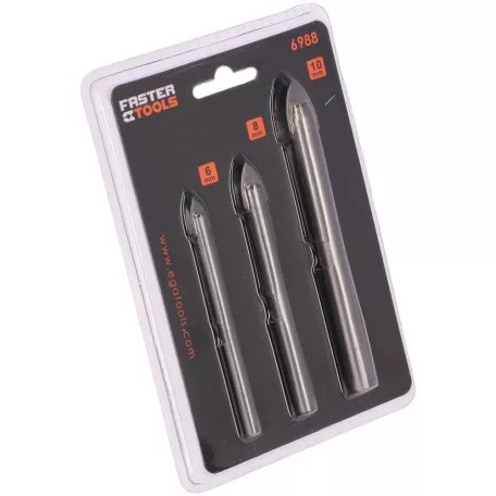 FASTER TOOLS Üvegfúró Készlet 6-8-10 mm 3Részes 6988