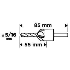 GRAPHITE Süllyesztő És Előfúró Fához 5/16 mm 