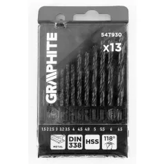 GRAPHITE Fémcsigafúró Készlet 13R. 1,5-6,5 mm Hss 