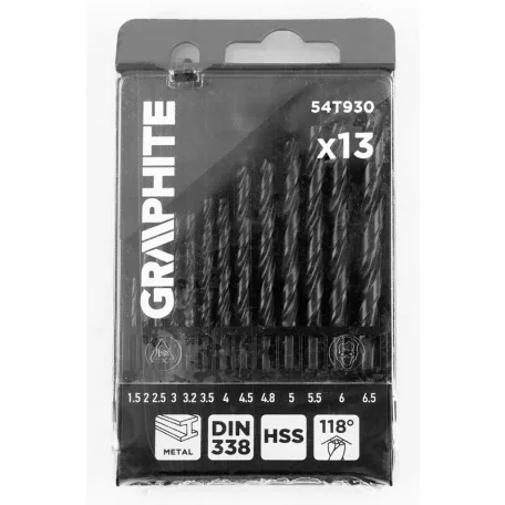 GRAPHITE Fémcsigafúró Készlet 13R. 1,5-6,5 mm Hss 